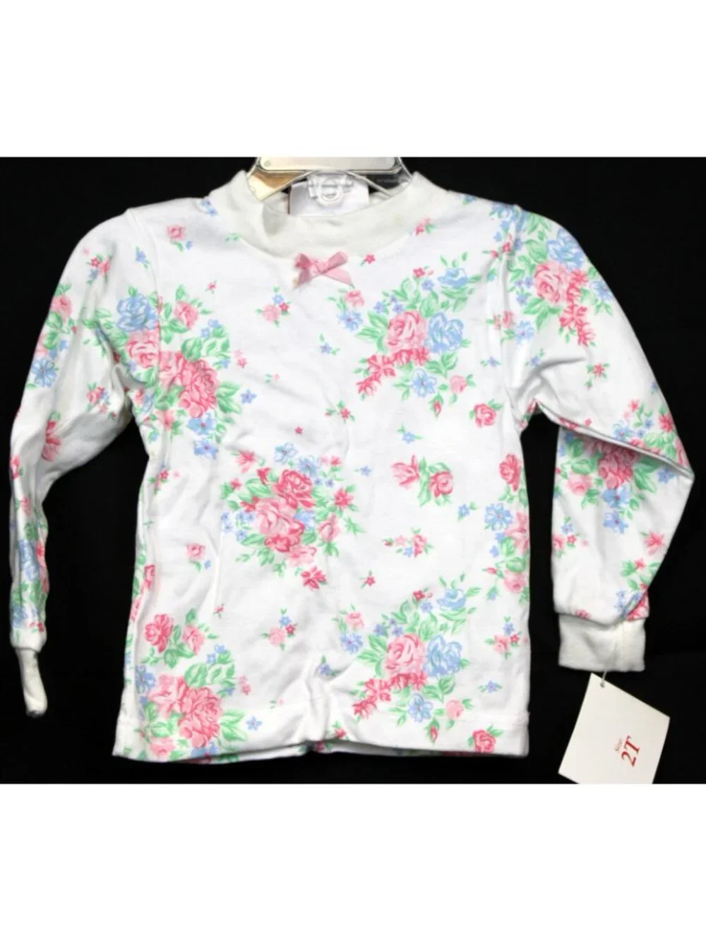 Vtg 1st Impressions Pink Rose Outfit Set sz 2T Shirt Pants Blue Floral Sweet Vic